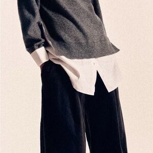 Zara Gray and Black Wide-Leg Pants